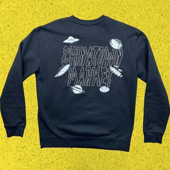 Chinatown Market black crewneck sweatshirt UFO Alien Streetwear  rap men’s L - Picture 1 of 5